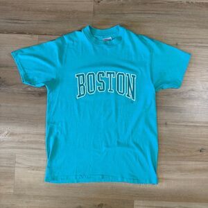 Vintage 80s Boston Shirt Size Large Hanes Tag Retro Single Stitch Thrifted Look